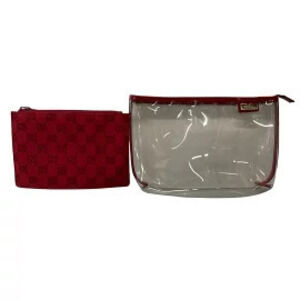 Gucci GG Pouch Clutch Clear x Red
